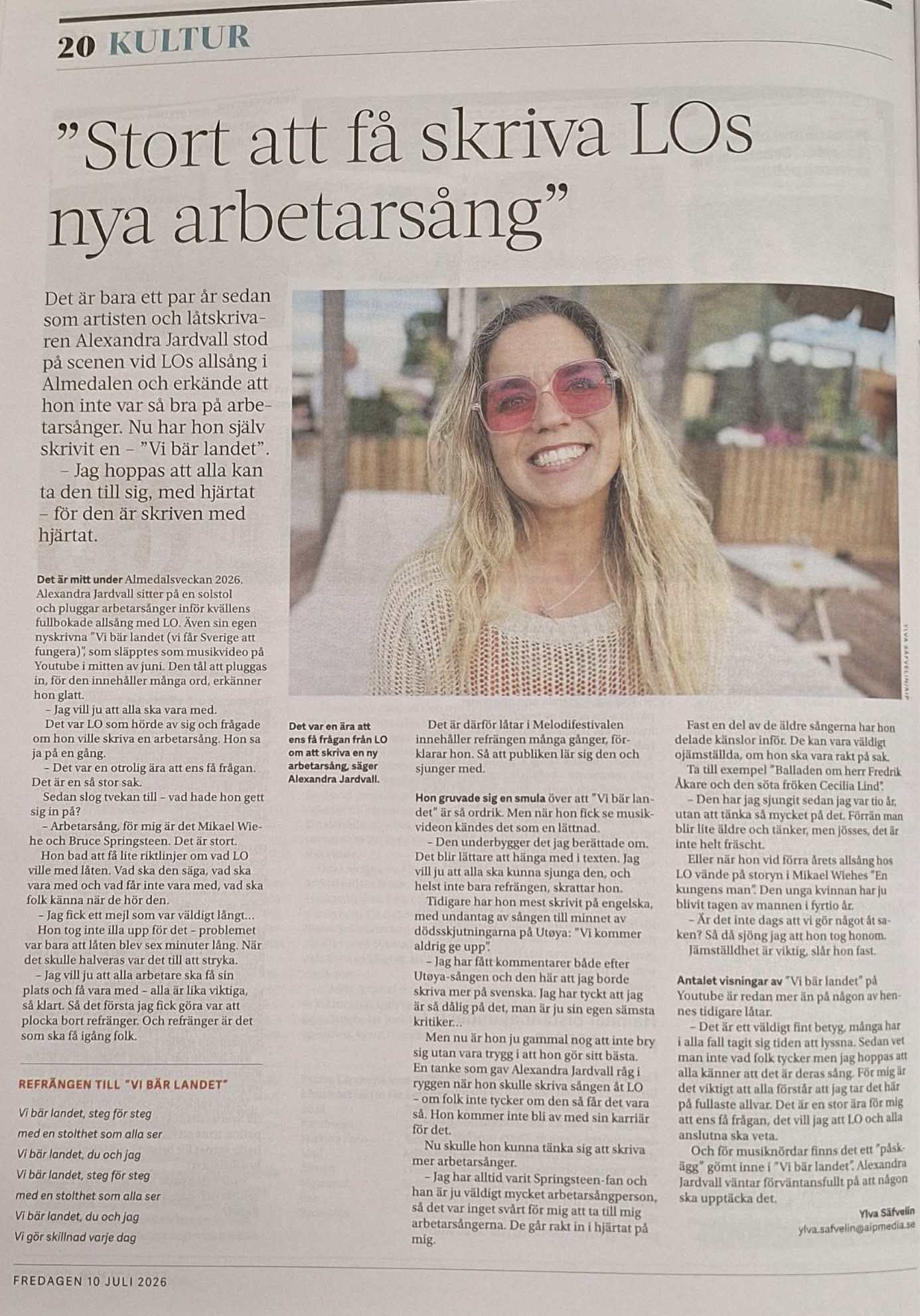 AiP: Stort att få skriva LOs nya arbetarsång