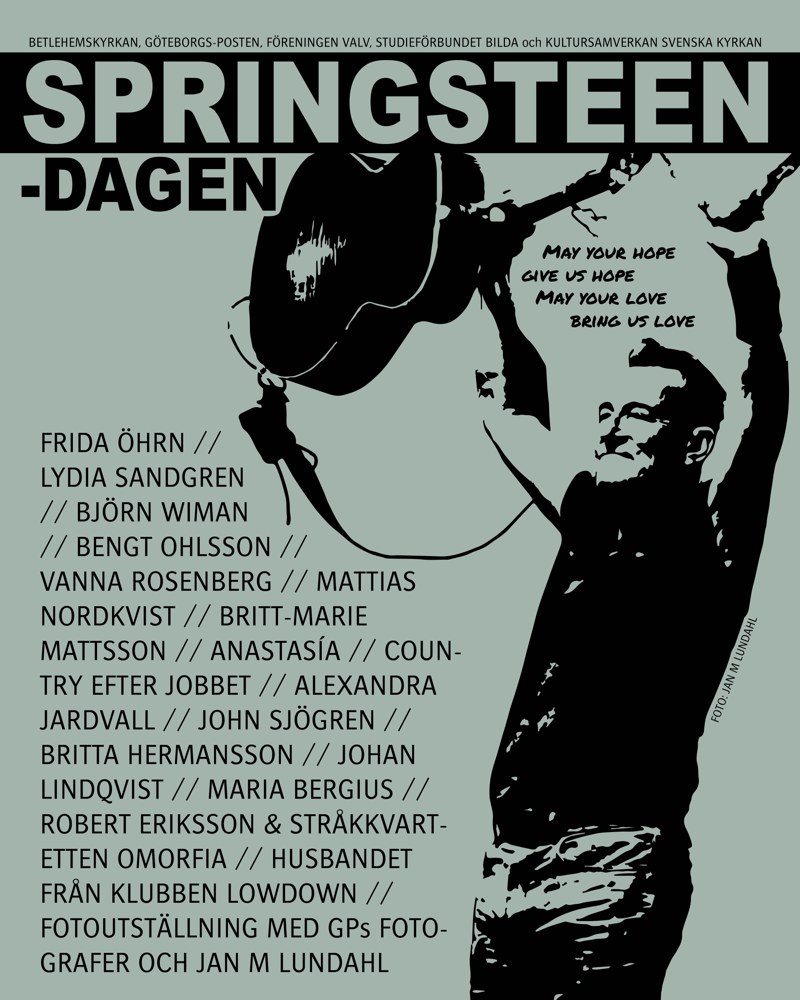 Affisch f&ouml;r Springsteen-dagen 2027 i Betlehemskyrkan, G&ouml;teborg
